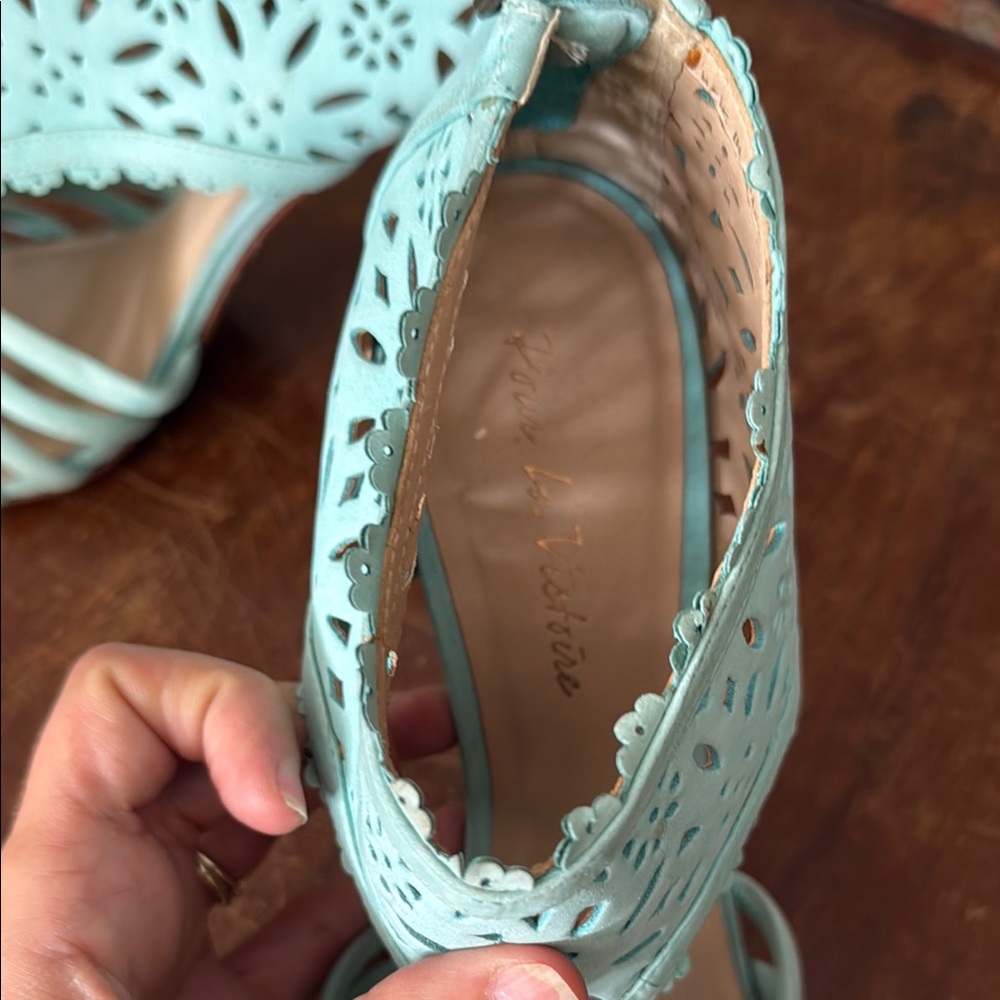 Turquoise Laser Cut Heels - Picture 6 of 8